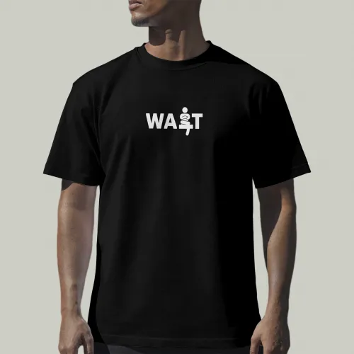 تيشيرت رجالي بطباعة wait – قطن 100% | متوفر بـ 5 ألوان