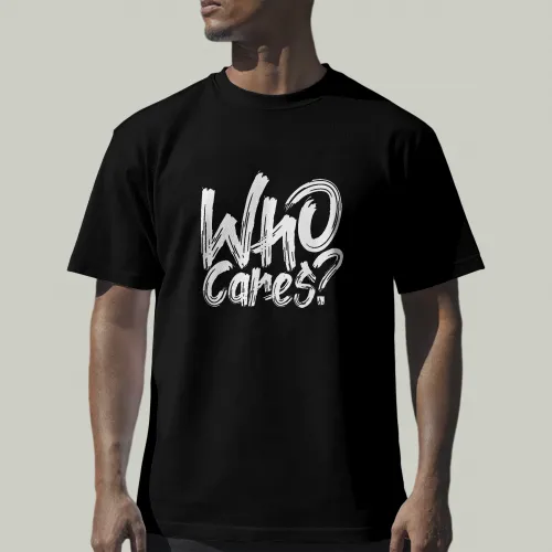 تيشيرت who cares? بتصميم جريء ولا مبالي - قطن 100%